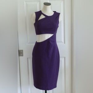 BCBGMaxazria Grape Laura Cutout Cocktail Dress